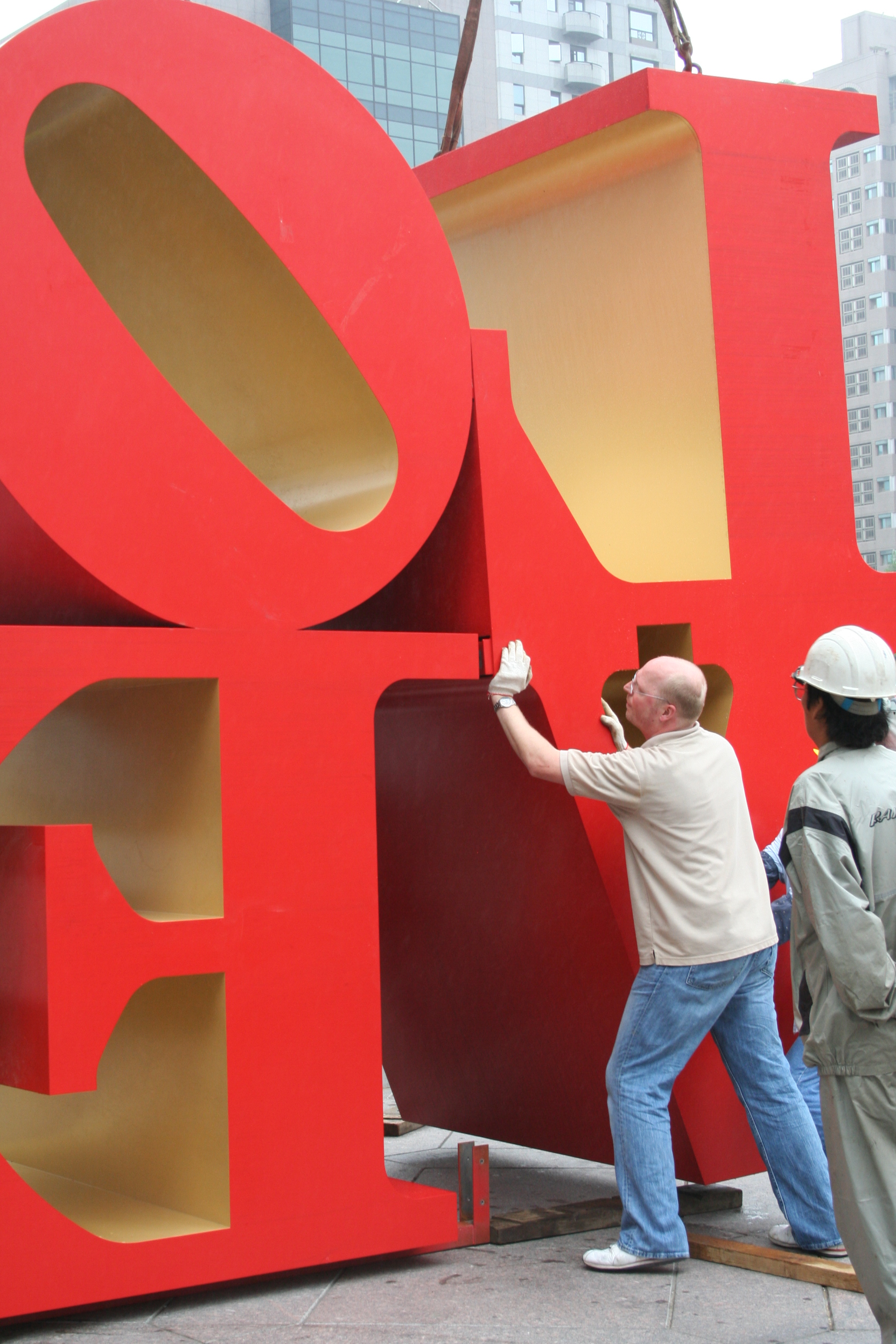 At the Taipei installation site of LOVE by iconic artist Robert Indiana.